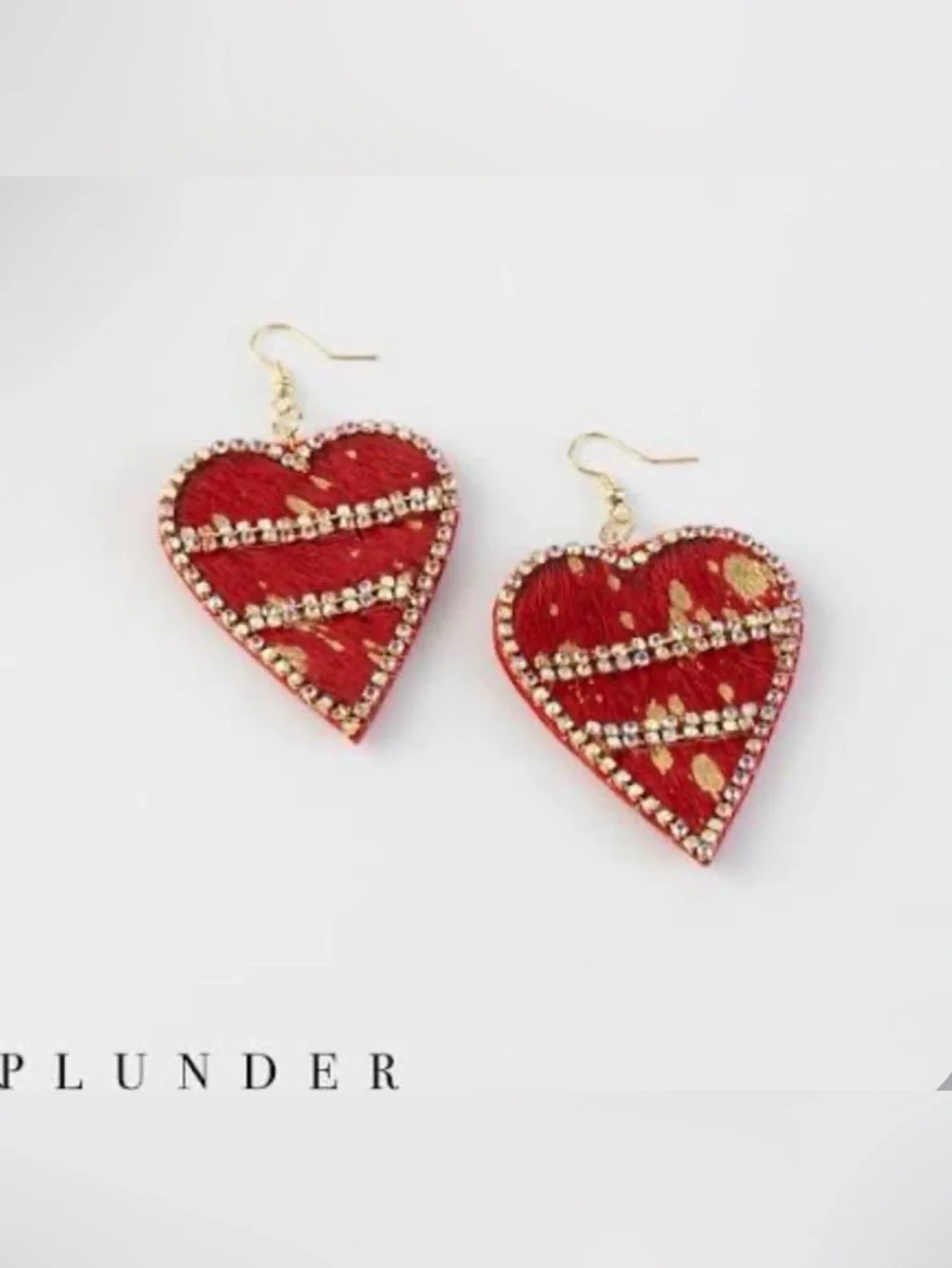 Plunder Miss Cupid Heart Earrings Drop Dangle Red Heart Earrings New + Pouch - Picture 6 of 13